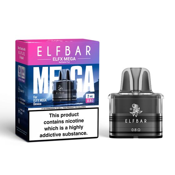 UK supplier ELFBAR ELFX MEGA Refillable Pod 2ml Resistance: 0.8Ω