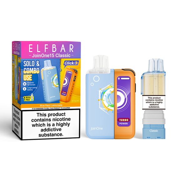 UK supplier [Coming Soon] ELFBAR JoinOne15 Classic Refillable Kit Flavor: Blue Razz Lemonade