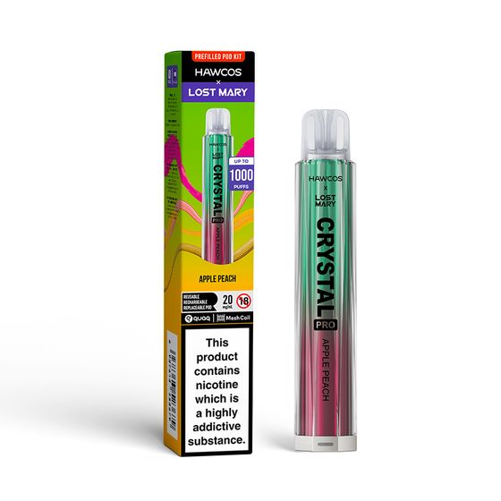 HAWCOS × LOST MARY Crystal Pro KIT (UK) 1PC Flavor: Apple Peach | Strength: 2% Nic ENG UK wholesale