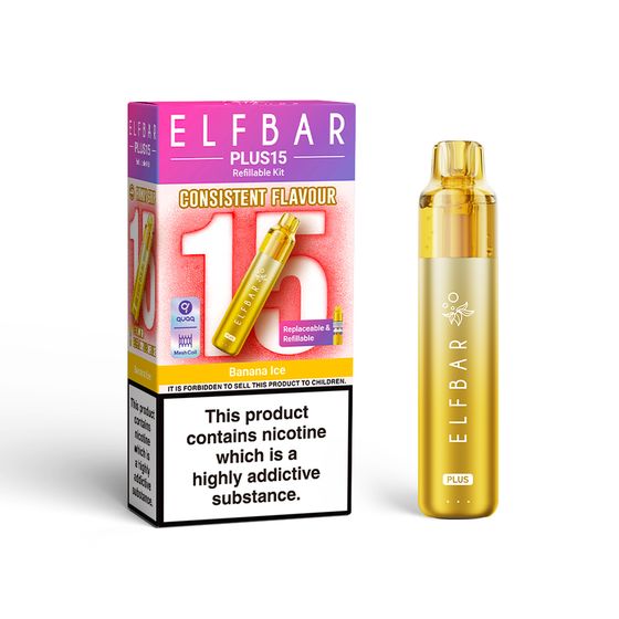 UK supplier ELFBAR PLUS15 Refillable Kit Flavor: Banana Ice