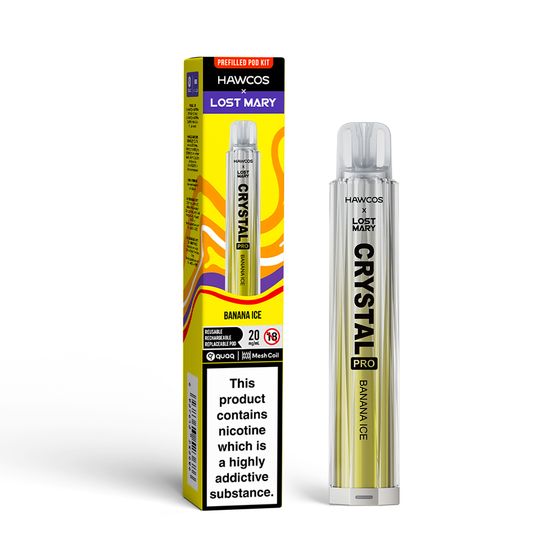 HAWCOS × LOST MARY Crystal Pro KIT (UK) 1PC Flavor: Banana Ice | Strength: 2% Nic ENG for wholesale