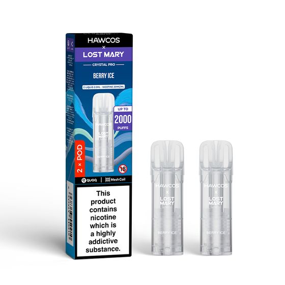 HAWCOS × LOST MARY Crystal Pro Prefilled Pod 2ML × 2 (UK) 1PC UK store