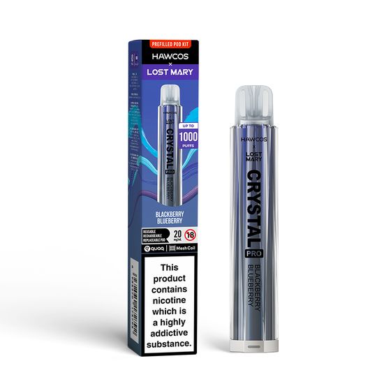 UK store HAWCOS × LOST MARY Crystal Pro KIT (UK) 1PC Flavor: Blackberry Blueberry | Strength: 2% Nic ENG