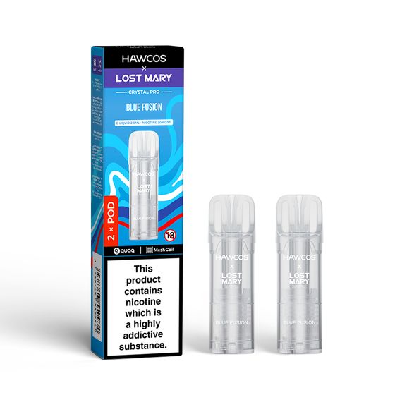 HAWCOS × LOST MARY Crystal Pro Prefilled Pod 2ML × 2 (UK) 1PC Flavor: Blue Fusion | Strength: 2% Nic ENG UK shop