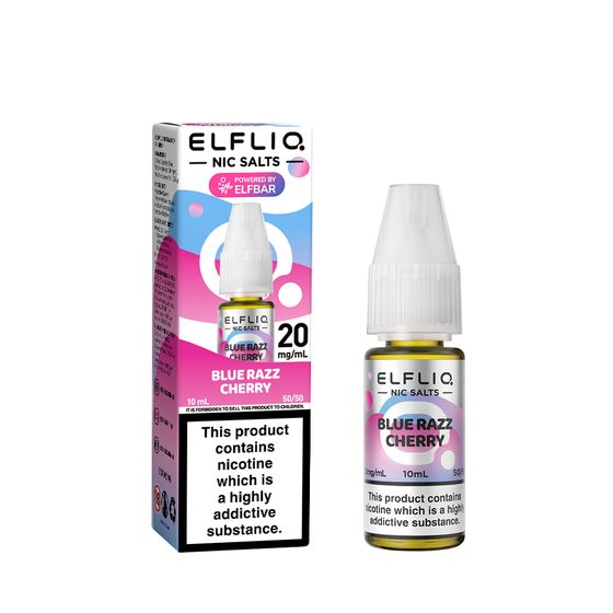 UK store ELFLIQ Nic Salts E-Liquids 10ml Flavor: Blue Razz Cherry | Strength: 2% Nic ENG