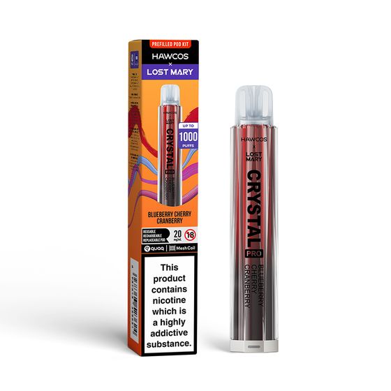 for wholesale HAWCOS × LOST MARY Crystal Pro KIT (UK) 1PC Flavor: Blueberry Cherry Cranberry | Strength: 2% Nic ENG
