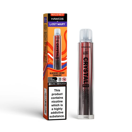 HAWCOS × LOST MARY Crystal Pro KIT (UK) 1PC Flavor: Blueberry Cherry Cranberry | Strength: 2% Nic ENG authentic