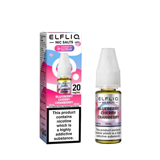 ELFLIQ Nic Salts E-Liquids 10ml Flavor: Blueberry Cherry Cranberry | Strength: 2% Nic ENG cheap