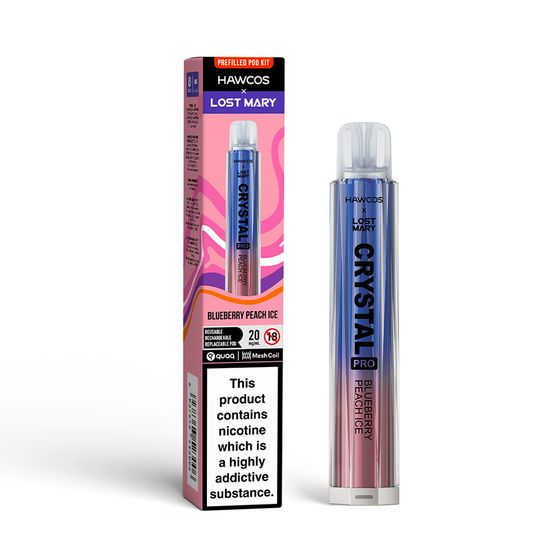 HAWCOS × LOST MARY Crystal Pro KIT (UK) 1PC Flavor: Blueberry Peach Ice | Strength: 2% Nic ENG wholesale