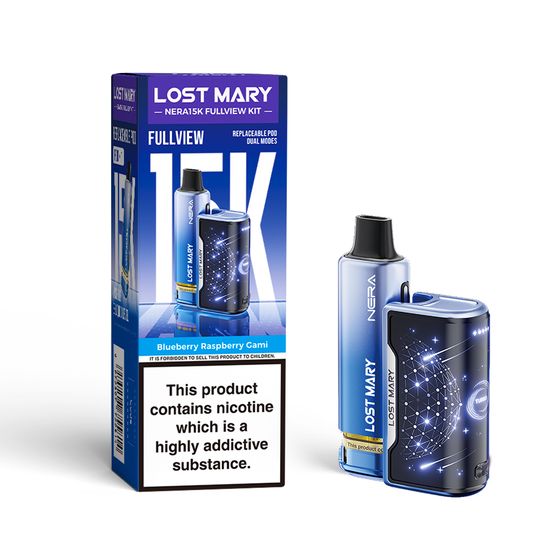 UK wholesale LOST MARY NERA15K Refillable Kit (UK) 1PC Flavor: Blueberry Raspberry Gami