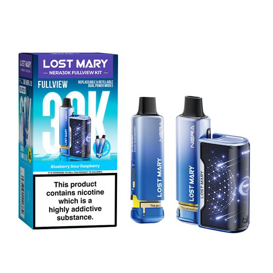 authentic LOST MARY NERA30K FULLVIEW Refillable Pod Kit (UK) 1PC Strength: 2% Nic ENG | Flavor: Blueberry Sour Raspberry