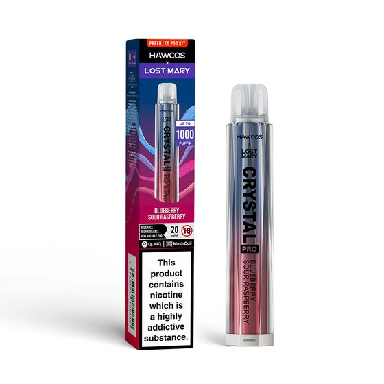 authentic HAWCOS × LOST MARY Crystal Pro KIT (UK) 1PC Flavor: Blueberry Sour Raspberry | Strength: 2% Nic ENG