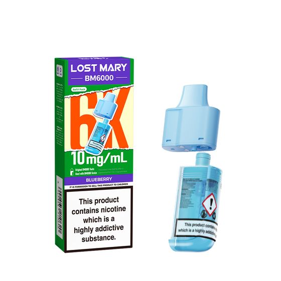 LOST MARY BM6000 Refill Pack-1% & 0% Nic Flavor: Blueberry | Strength: 10mg/ml wholesale