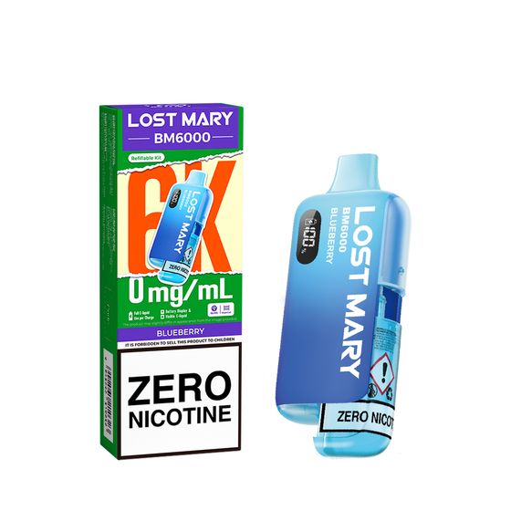 wholesale LOST MARY BM6000 Refillable Pod Kit-1% & 0% Nic Flavor: Blueberry | Strength: 0%