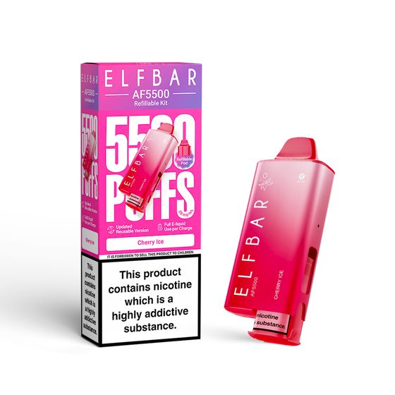 for wholesale [NEW] ELFBAR AF5500 Refillable Kit (UK) Flavor: Cherry Ice