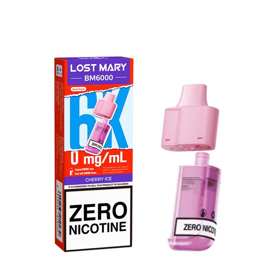 LOST MARY BM6000 Refill Pack-1% & 0% Nic Flavor: Cherry Ice | Strength: 0mg/ml UK store