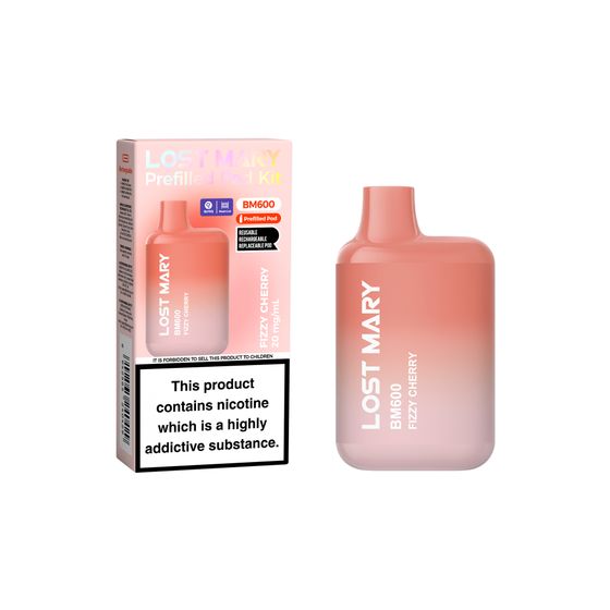 [NEW] LOST MARY BM600 Prefilled Pod Kit (UK) Strength: 2% Nic ENG | Flavor: Fizzy Cherry UK wholesale