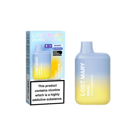 [NEW] LOST MARY BM600 Prefilled Pod Kit (UK) Strength: 2% Nic ENG | Flavor: Fizzy Pineapple UK wholesale