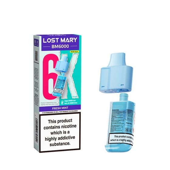 [NEW] LOST MARY BM6000 Refillable Pod P+C Strength: 2% Nic ENG | Flavor: Fresh Mint authentic