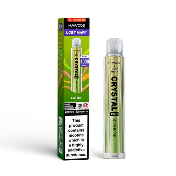 UK supplier HAWCOS × LOST MARY Crystal Pro KIT (UK) 1PC Flavor: Gami Rare | Strength: 2% Nic ENG