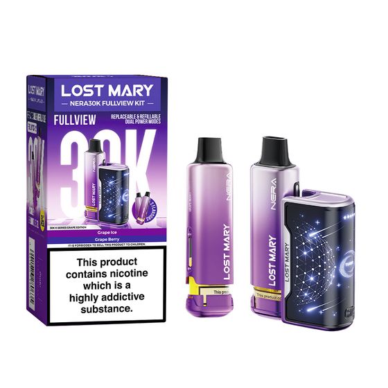LOST MARY NERA30K FULLVIEW Refillable Pod Kit (UK) 1PC Strength: 2% Nic ENG | Flavor: Grape Edition authentic