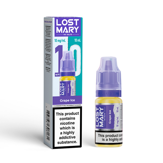 UK shop LOST MARY Nic Salts E-Liquids 10ml Strength: 1% Nic ENG | Flavor: Grape Ice