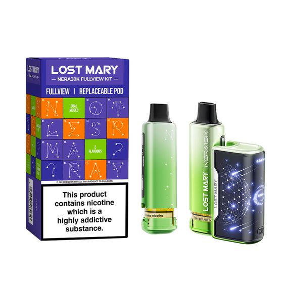 LOST MARY NERA30K FULLVIEW Refillable Pod Kit (UK) 1PC (Star Gazer Edition) Flavor: Green Edition UK store