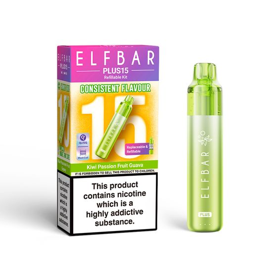 UK shop ELFBAR PLUS15 Refillable Kit Flavor: Kiwi Passion Fruit Guava