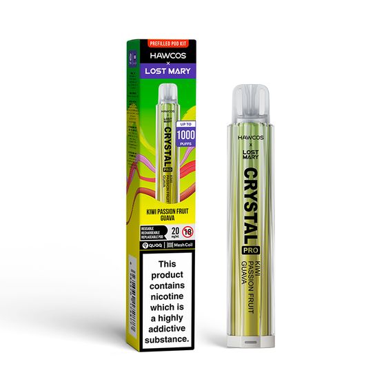 HAWCOS × LOST MARY Crystal Pro KIT (UK) 1PC Flavor: Kiwi Passion Fruit Guava | Strength: 2% Nic ENG UK shop