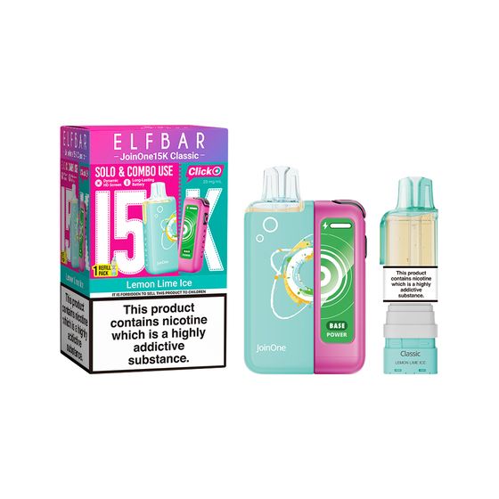UK wholesale [CN] ELFBAR JoinOne 15K Classic Refillable Kit Flavor: Lemon Lime Ice