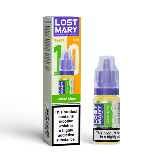 wholesale LOST MARY Nic Salts E-Liquids 10ml Strength: 1% Nic ENG | Flavor: Lemon Lime