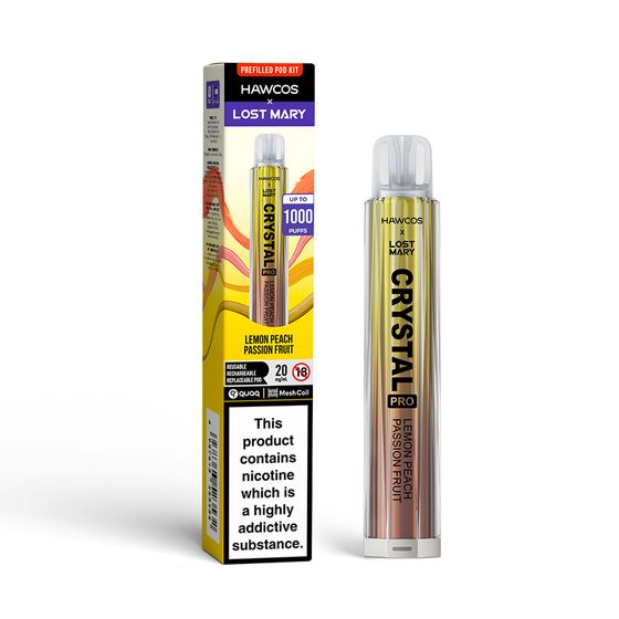 wholesale price HAWCOS × LOST MARY Crystal Pro KIT (UK) 1PC Flavor: Lemon Peach passion fruit | Strength: 2% Nic ENG