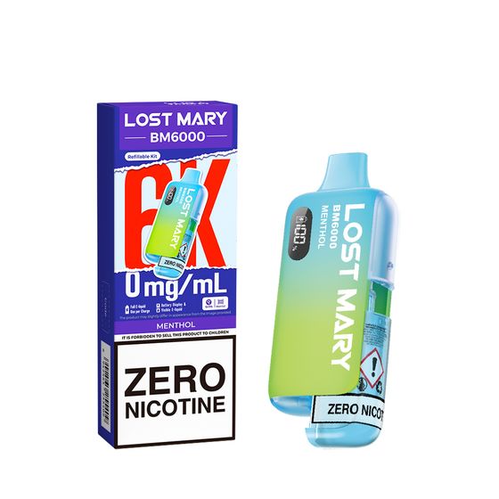 wholesale price LOST MARY BM6000 Refillable Pod Kit-1% & 0% Nic Flavor: Menthol | Strength: 0%