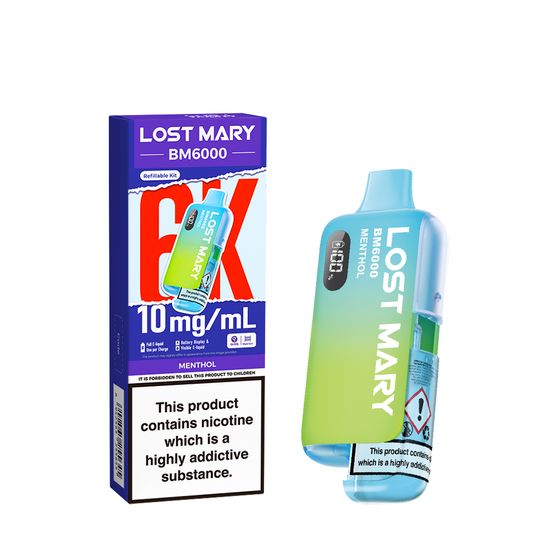 LOST MARY BM6000 Refillable Pod Kit-1% & 0% Nic Flavor: Menthol | Strength: 1% UK wholesale