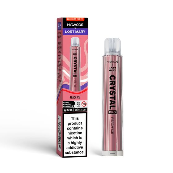 HAWCOS × LOST MARY Crystal Pro KIT (UK) 1PC Flavor: Peach Ice | Strength: 2% Nic ENG UK wholesale