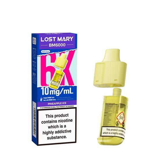 for wholesale LOST MARY BM6000 Refill Pack-1% & 0% Nic Flavor: Pineapple Ice | Strength: 10mg/ml