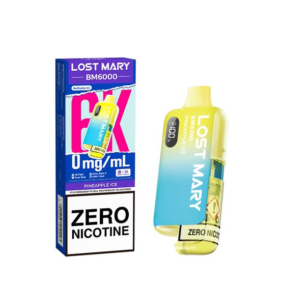 UK supplier LOST MARY BM6000 Refillable Pod Kit-1% & 0% Nic Flavor: Pineapple Ice | Strength: 0%