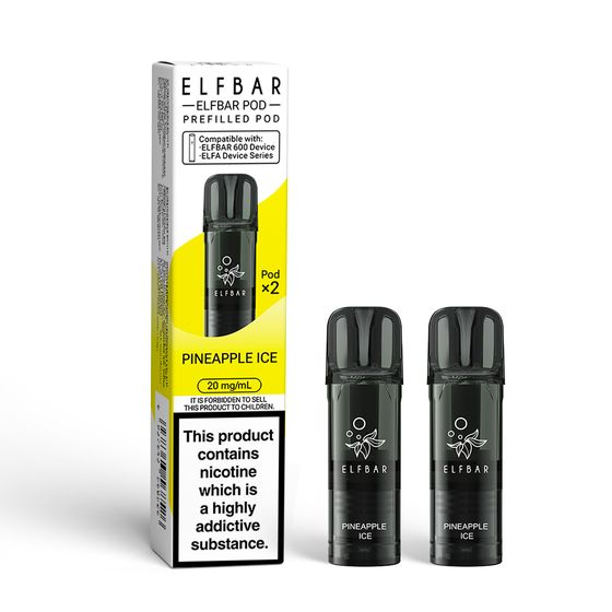 ELFBAR 600 Prefilled Pod × 2 (UK) 1PC Strength: 2% Nic ENG | Flavor: Pineapple Ice UK store