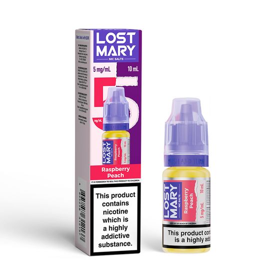 UK supplier LOST MARY Nic Salts E-Liquids 10ml Strength: 0.5% Nic ENG | Flavor: Raspberry Peach