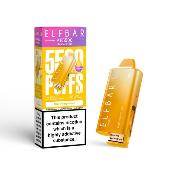 [NEW] ELFBAR AF5500 Refillable Kit (UK) Flavor: Sour Pineapple Ice for wholesale