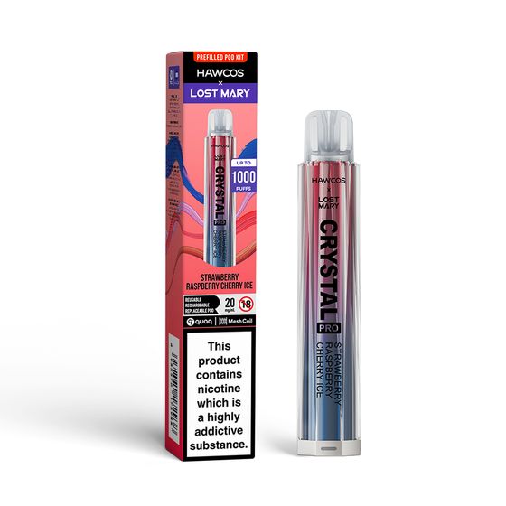 HAWCOS × LOST MARY Crystal Pro KIT (UK) 1PC Flavor: Strawberry Raspberry Cherry Ice | Strength: 2% Nic ENG cheap