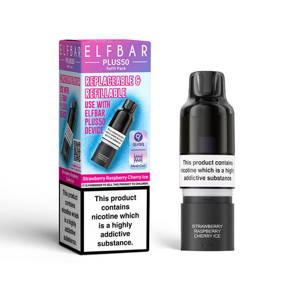 authentic ELFBAR PLUS50 Refill pack (UK) Flavor: Strawberry Raspberry Cherry Ice