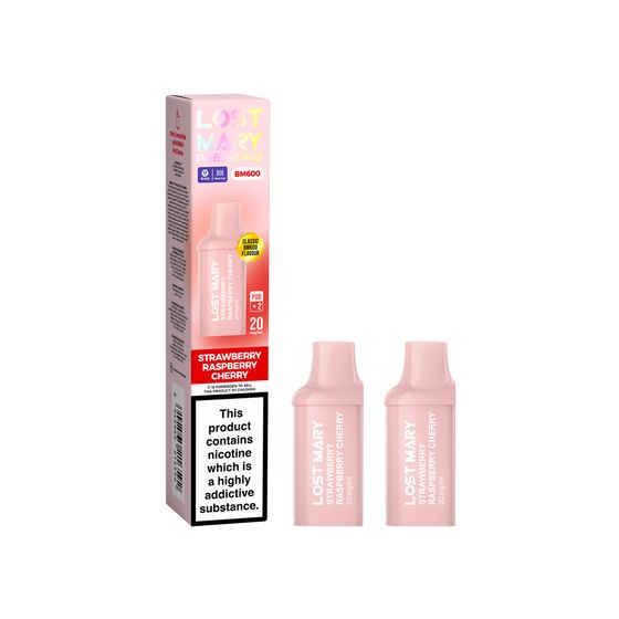 wholesale [NEW] LOST MARY BM600 Prefilled Pod × 2 Strength: 2% Nic ENG | Flavor: Strawberry Raspberry Cherry