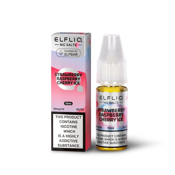 ELFLIQ Nic Salts E-Liquids 10ml Flavor: Strawberry Raspberry Cherry lce | Strength: 1% Nic TPD ENG wholesale price