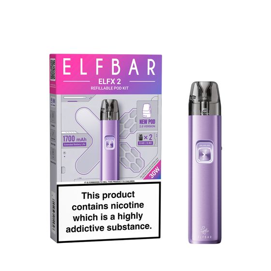 ELFBAR ELFX 2.0 2ml Pod KIT Refillable Pod Starter Kit Color: Velvet Purple authentic