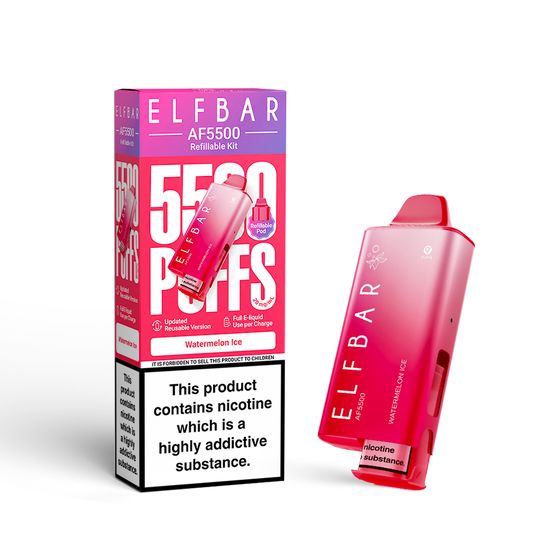 UK supplier [NEW] ELFBAR AF5500 Refillable Kit (UK) Flavor: Watermelon Ice