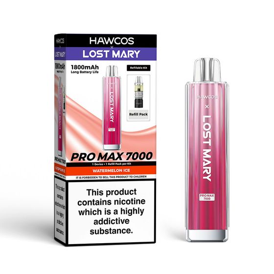 [NEW] HAWCOS×LOST MARY PRO MAX 7000 Refillable Kit-F Strength: 2% Nic ENG | Flavor: Watermelon Ice UK store