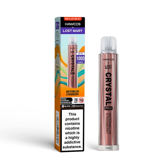 UK supplier HAWCOS × LOST MARY Crystal Pro KIT (UK) 1PC Flavor: Watermelon Strawberry | Strength: 2% Nic ENG