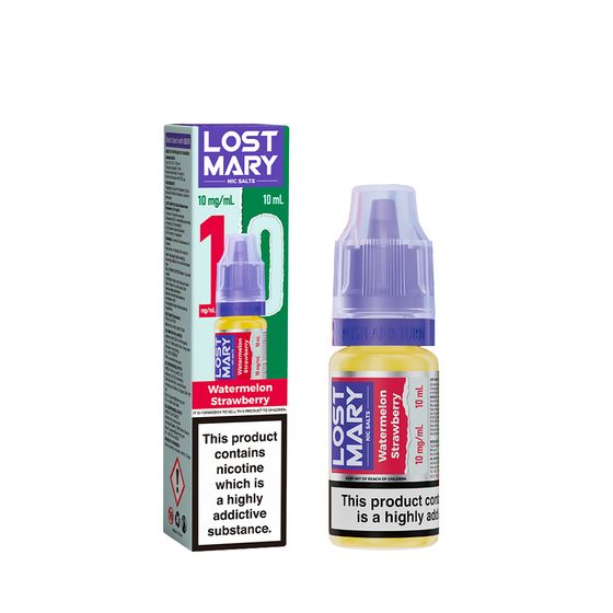 authentic LOST MARY Nic Salts E-Liquids 10ml Strength: 1% Nic ENG | Flavor: Watermelon Strawberry