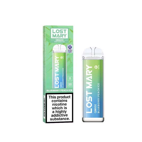 cheap [NEW] LOST MARY QM600 Disposable Pod Device Flavor: Blueberry Peach Ice | Strength: 2% Nic TPD ENG
